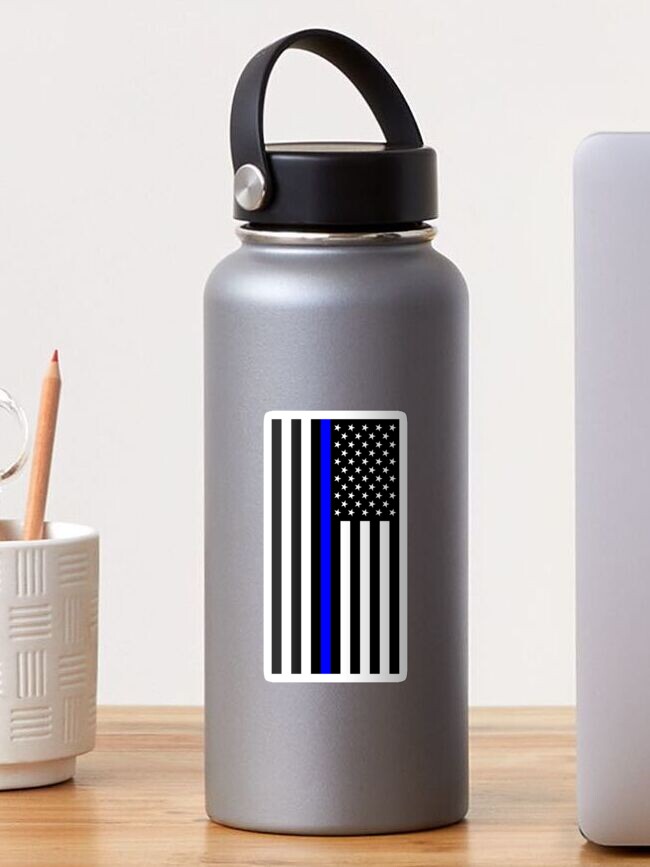 Thumbnail 1 of 3, Sticker, Thin Blue Line designed and sold by abstractee.