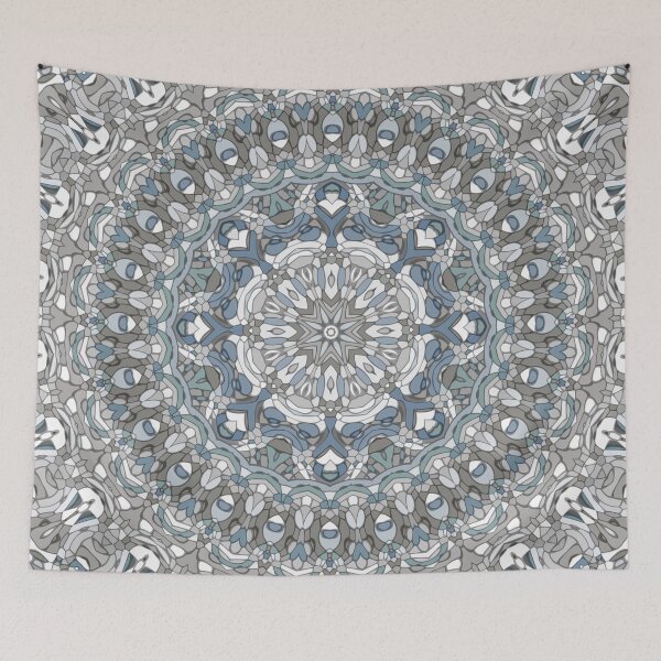 Item preview, Blue Gray and Teal Mandala designed and sold by Kelly Dietrich Mandala & Fractal Art.