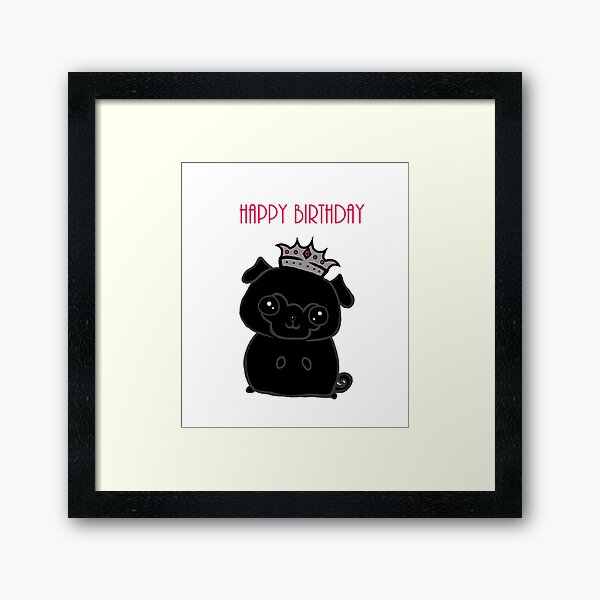 Birthday Pug Framed Art Print