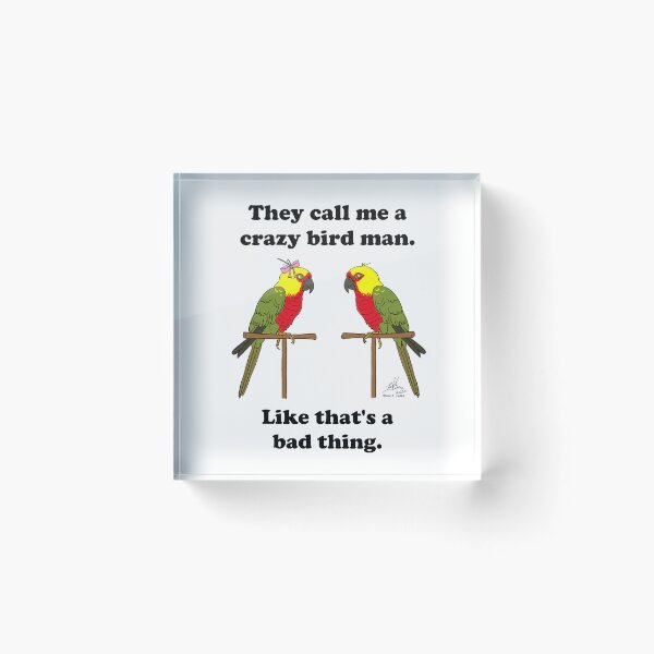Item preview, Crazy Bird Man with Jenday conures designed and sold by Laughing Parrot Studio.