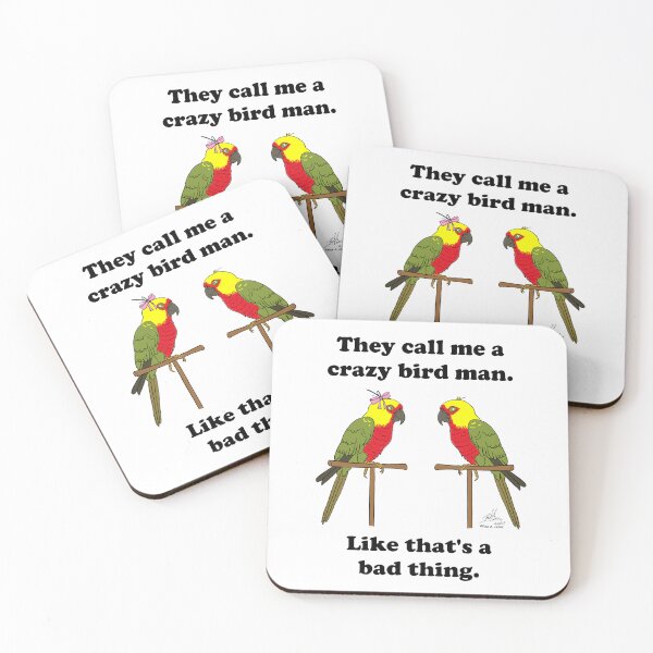 Item preview, Crazy Bird Man with Jenday conures designed and sold by Laughing Parrot Studio.
