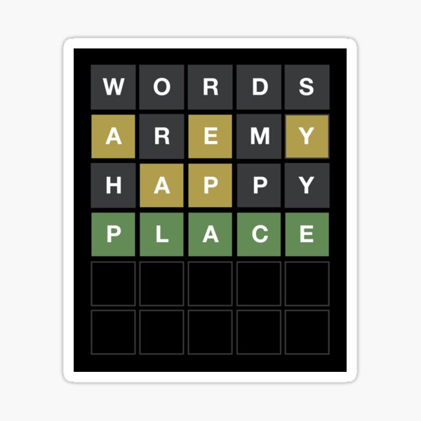 Vista previa del artículo con la obra «Las palabras son mi lugar feliz - Diseño de cuadrícula de Wordle», diseñado y vendido por MintGubbins.