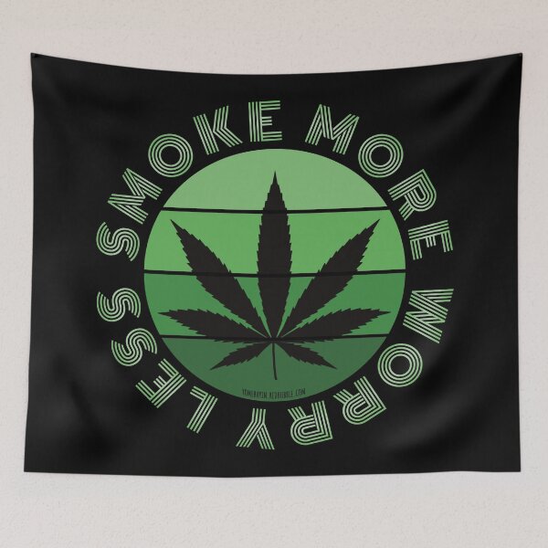 Item preview, Retro Vintage Sunset Green Pot leaf-Smoke more worry less designed and sold by YomeHayin.