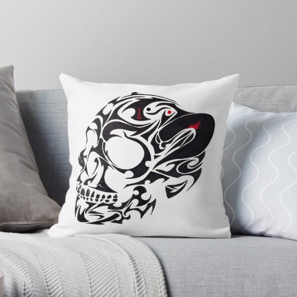 Tribal Skull Design Throw Pillow