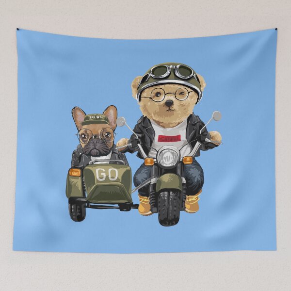 Item preview, Pee Wee French Bulldog and Meatball Bear Ride Motorcycle designed and sold by scooterbaby.
