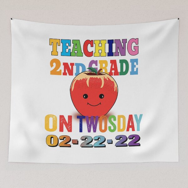 Item preview, Cartoon Apple and Teaching 2nd grade on Twos-day February 22-22 designed and sold by TJHstudio.