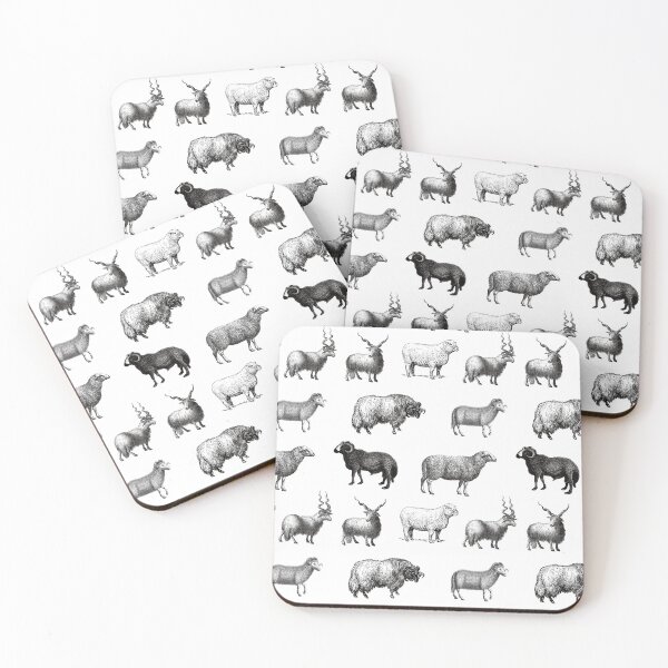 Item preview, Vintage Wood Cut Flock of Sheep  designed and sold by PaintedTiger.