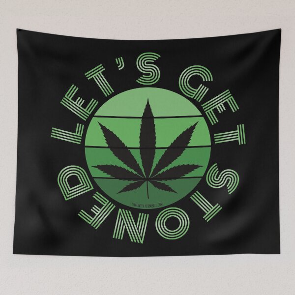Item preview, Retro Vintage Sunset Green Pot leaf-Lets get stoned designed and sold by YomeHayin.