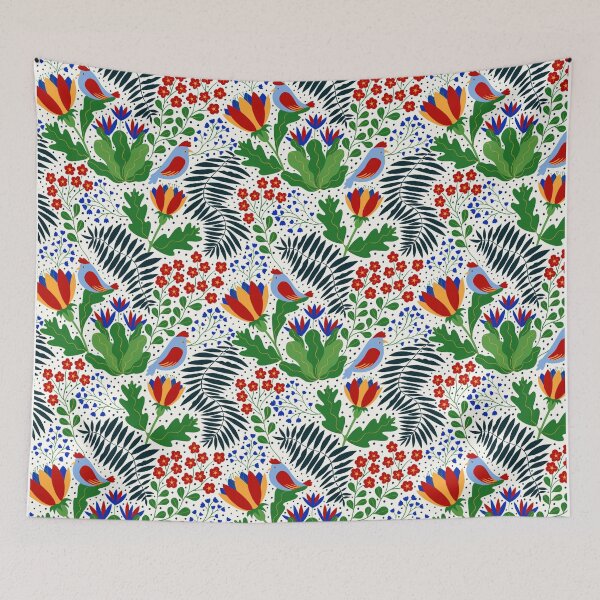 Item preview, Floral cute pattern with birds and flowers designed and sold by Pencheartmagic.