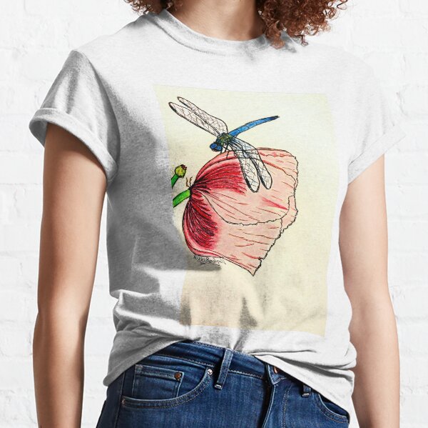 Dragonfly on Pink Flower Classic T-Shirt