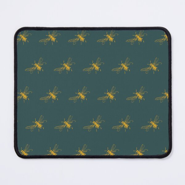 Item preview, Golden Bee Print on Dark Green Background - Seamless designed and sold by designsbyreaia.