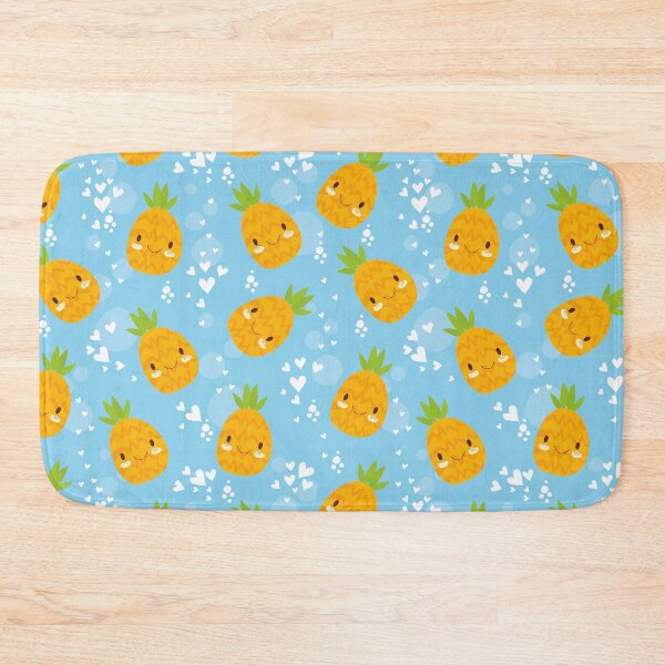 Item preview, Cute pineapple with light blue background and hearts designed and sold by StudioLiteDaLu.