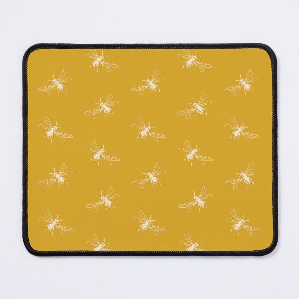 Item preview, White Bee on Mustard Yellow Background - Seamless designed and sold by designsbyreaia.