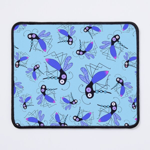 Item preview, Virus sucking indigo mosquitoes on blue designed and sold by QuirkyCraftz.