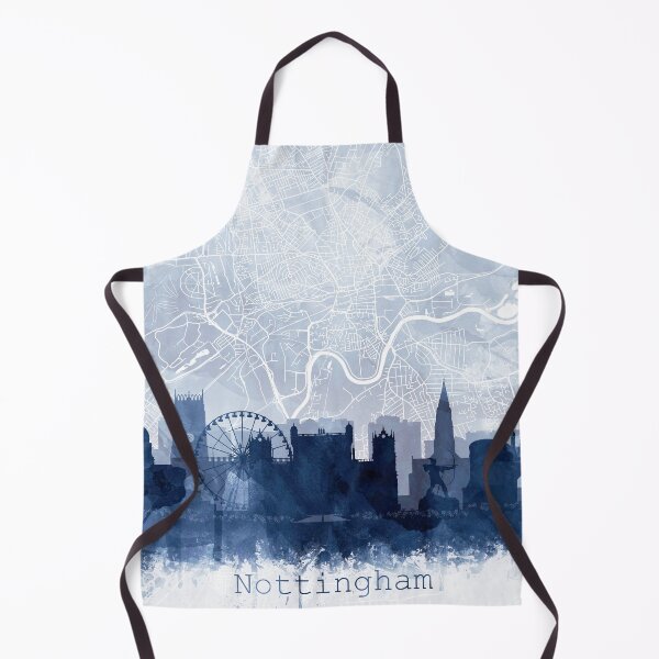 Item preview, Nottingham Skyline & Map Watercolor Navy Blue, Print by Zouzounio Art designed and sold by zouzounioart.