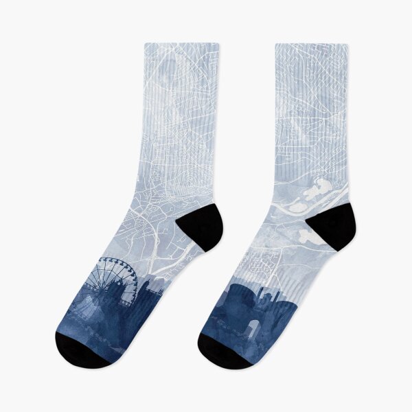 Item preview, Nottingham Skyline & Map Watercolor Navy Blue, Print by Zouzounio Art designed and sold by zouzounioart.