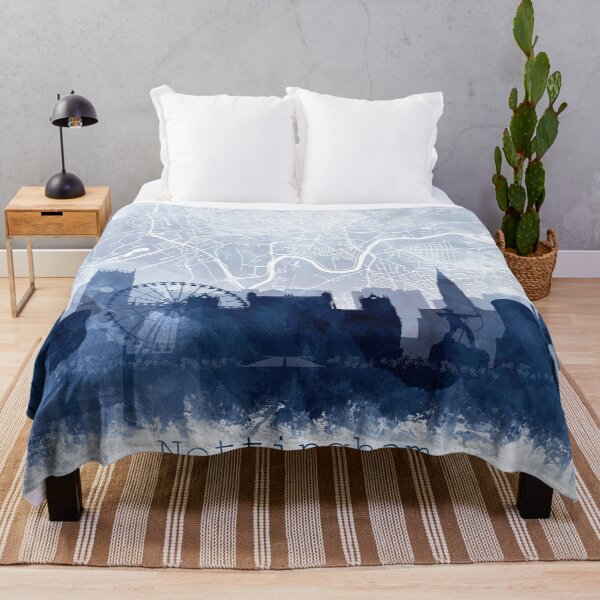 Item preview, Nottingham Skyline & Map Watercolor Navy Blue, Print by Zouzounio Art designed and sold by zouzounioart.