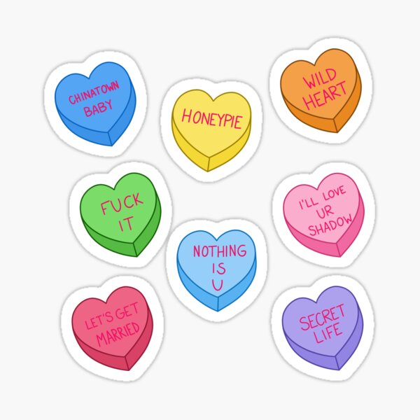 Vista previa del artículo con la obra «Paquete de pegatinas de corazones de caramelo de Bleachers», diseñado y vendido por AlexisRB.