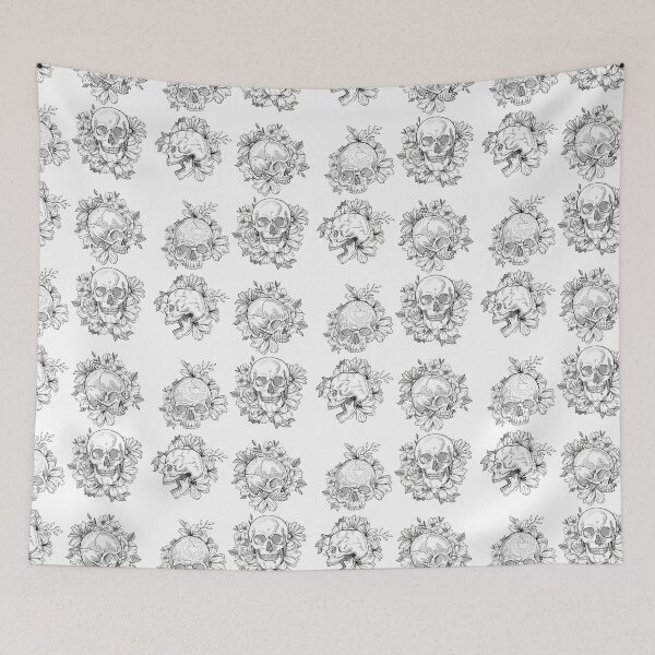 Item preview, Artistic skull sketch with flowers  designed and sold by Sarahgranchelli.