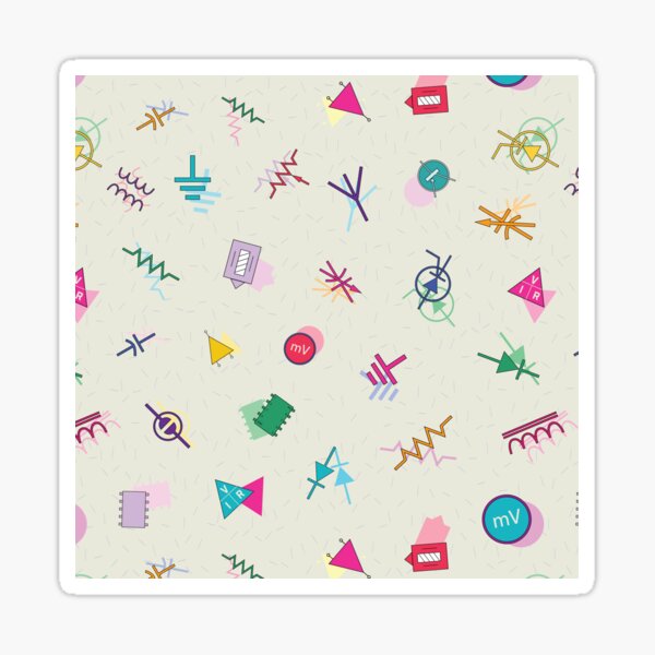 Electronic Schematic Symbols Memphis Pattern Sticker