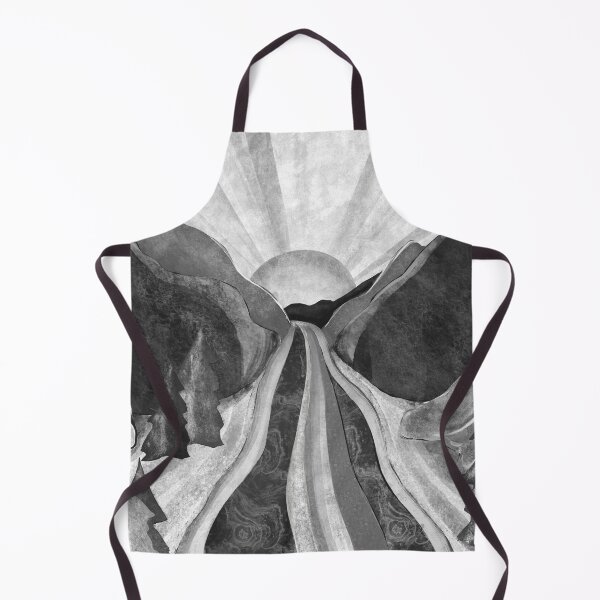 Item preview, Black and white river mountain sunrise stylized art designed and sold by Inktown.