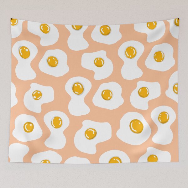 Item preview, Fried egg Print pastel peach designed and sold by DemonicGloom.
