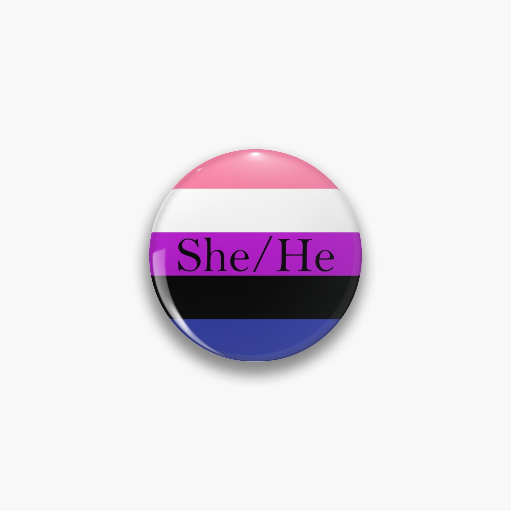 Genderfluid Flag Pronouns Pin She He Pin For Sale By Fyleth Redbubble