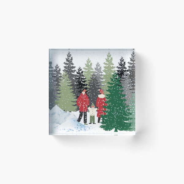 Item preview, Family looking at pine trees in a winter snow storm designed and sold by Cora Gregory.