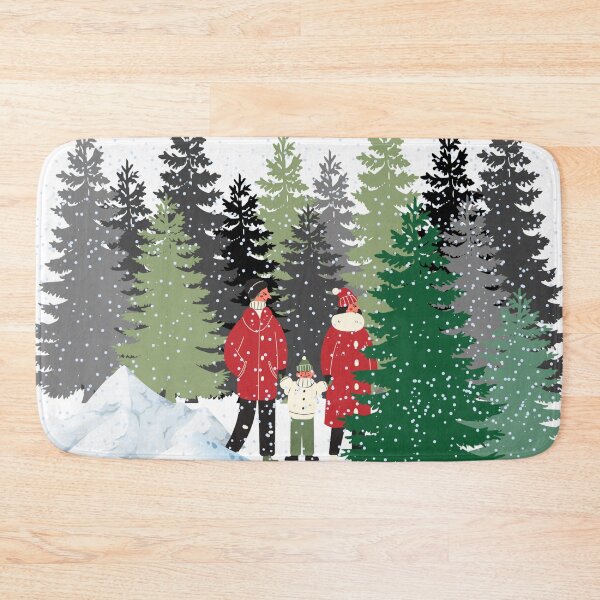 Item preview, Family looking at pine trees in a winter snow storm designed and sold by Cora Gregory.