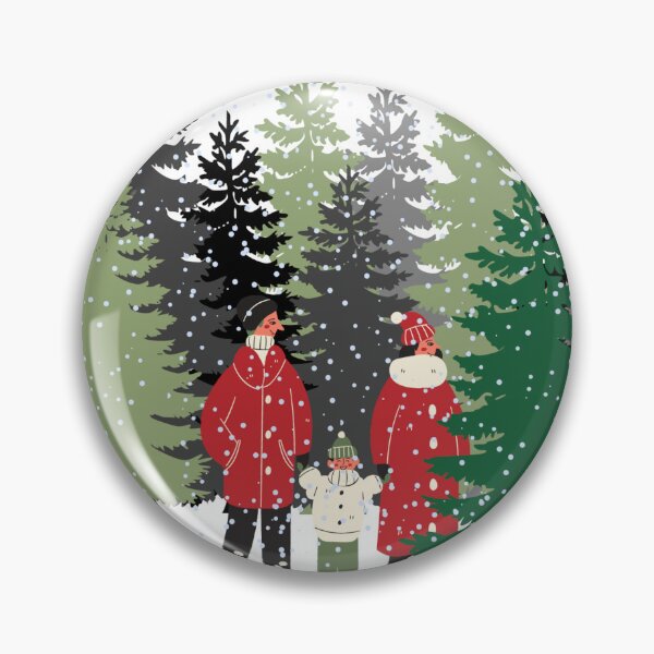 Item preview, Family looking at pine trees in a winter snow storm designed and sold by Cora Gregory.