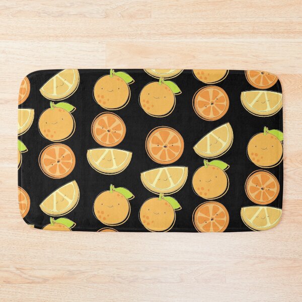 Item preview, Happy family of oranges with faces pattern black version designed and sold by Cora Gregory.