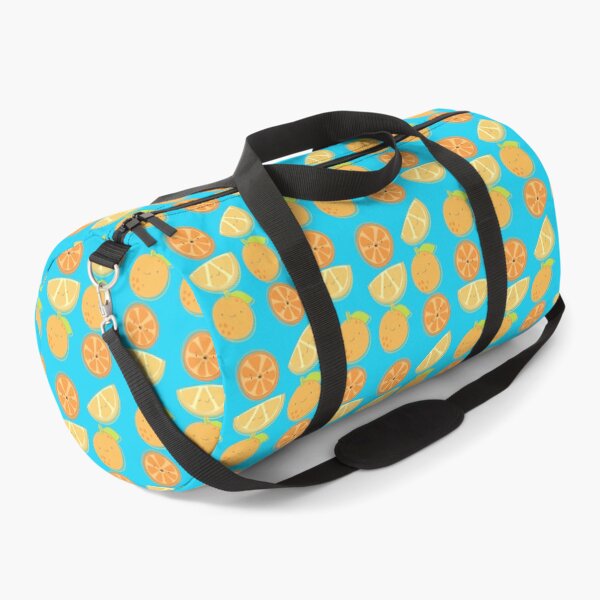 Item preview, Happy family of oranges with faces pattern blue version designed and sold by Cora Gregory.