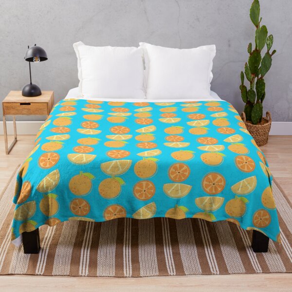 Item preview, Happy family of oranges with faces pattern blue version designed and sold by Cora Gregory.