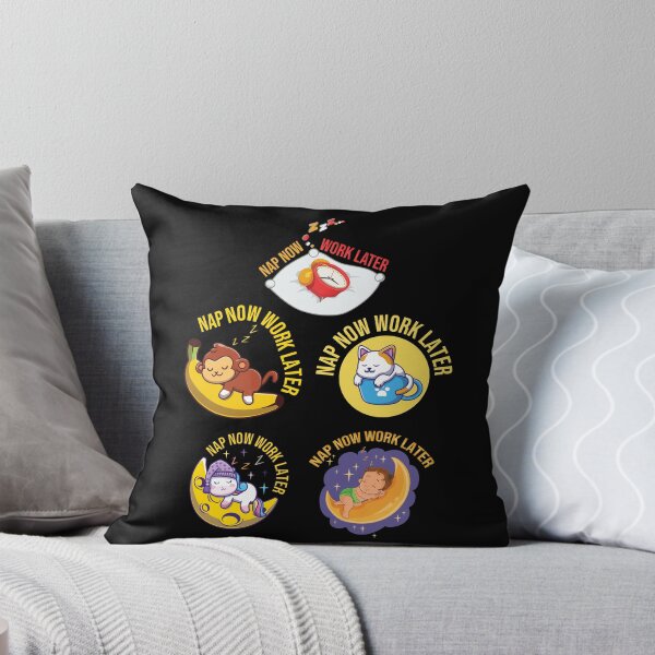 Item preview, Nap Now Work Later Funny Cup Coffee Cute Cat Monkey Unicorn Baby Moon Clock Pillow Illustrations Gift Cool Nap Lovers Quote designed and sold by pedrored369.
