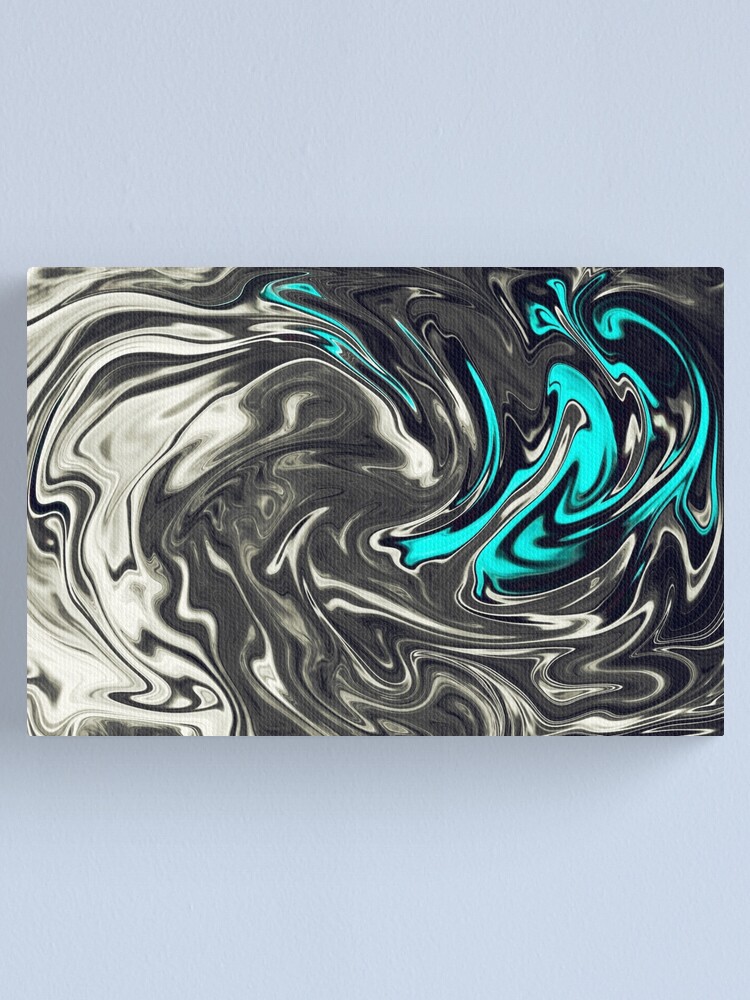 Blue Silver Ash Smoky Black White Teal | Shades | Colorful Pattern | Water  Marble Background | Modern Art Pattern Gift Design