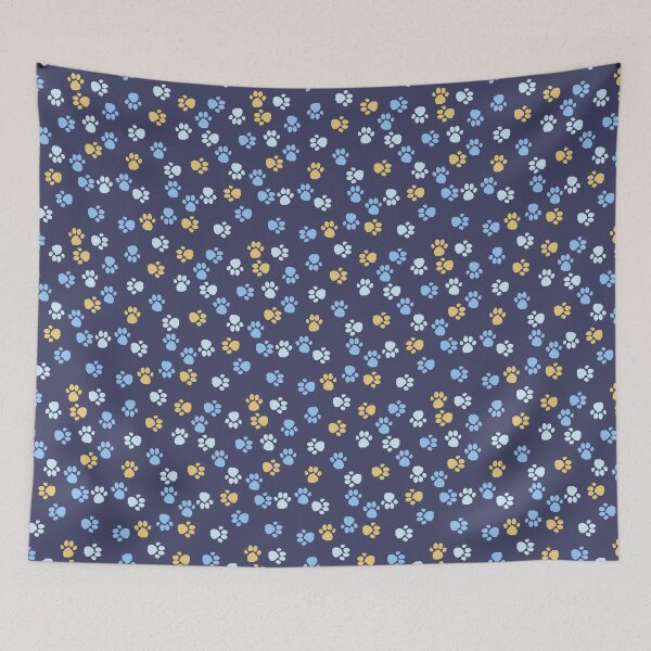 Item preview, Tan and blue Blue Heeler Paw Prints on Dark Blue Background designed and sold by LawsonFabrics.
