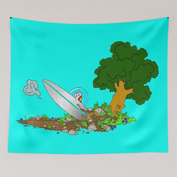 Item preview, Space Unicorn UFO crash designed and sold by WyldTrees.