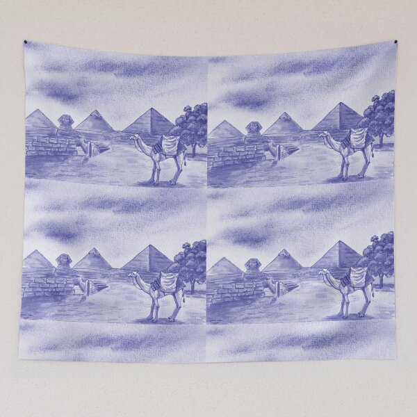 Item preview, Purple Blue Very Peri Pyramids Of Giza Egypt Watercolor Sphinx And Camel  designed and sold by Irina Sztukowski.