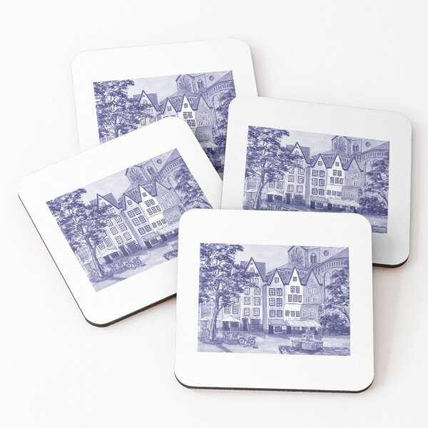 Item preview, Purple Blue Very Peri Cologne Germany Buildings Near Great St Martine Church designed and sold by Irina Sztukowski.