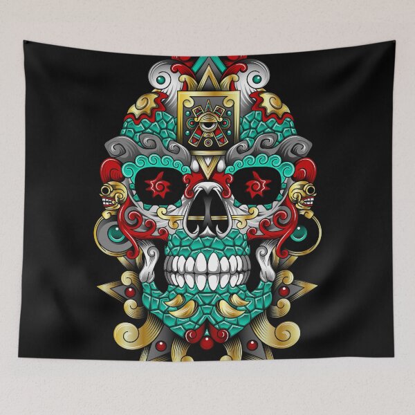 Item preview, skull mask aztec green jade designed and sold by cat poe.