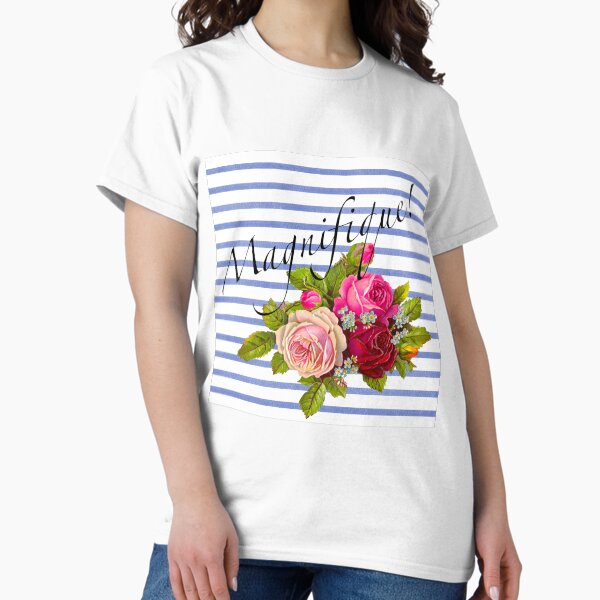 Aperçu de l'œuvre Rayures Brenton françaises avec des roses parisiennes vintage créée et vendue par ParisApartment.