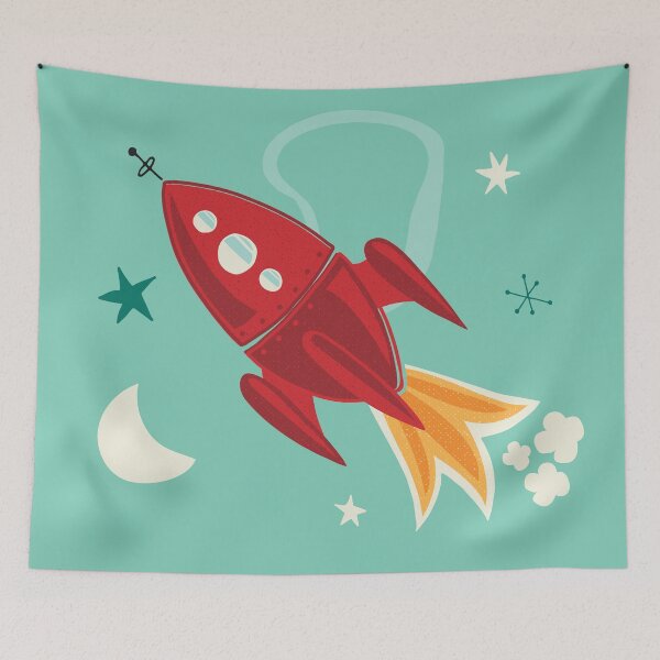 Item preview, Spaceship Rocket ship Space Rocket Mid Century stars designed and sold by Heather Rosas.