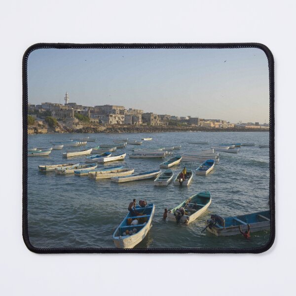 Item preview, Fisherman ready their boats to go out onto the open ocean in the old port of Mogadishu - Somalia designed and sold by VintageSomalia.