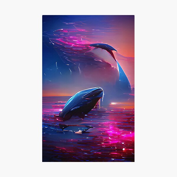 Item preview, Watercolor Whale Synthwave Art designed and sold by Felixpoke.