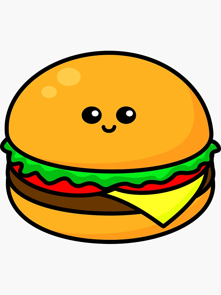 Cute Kawaii Burger Illustration Sticker for Sale by artofood