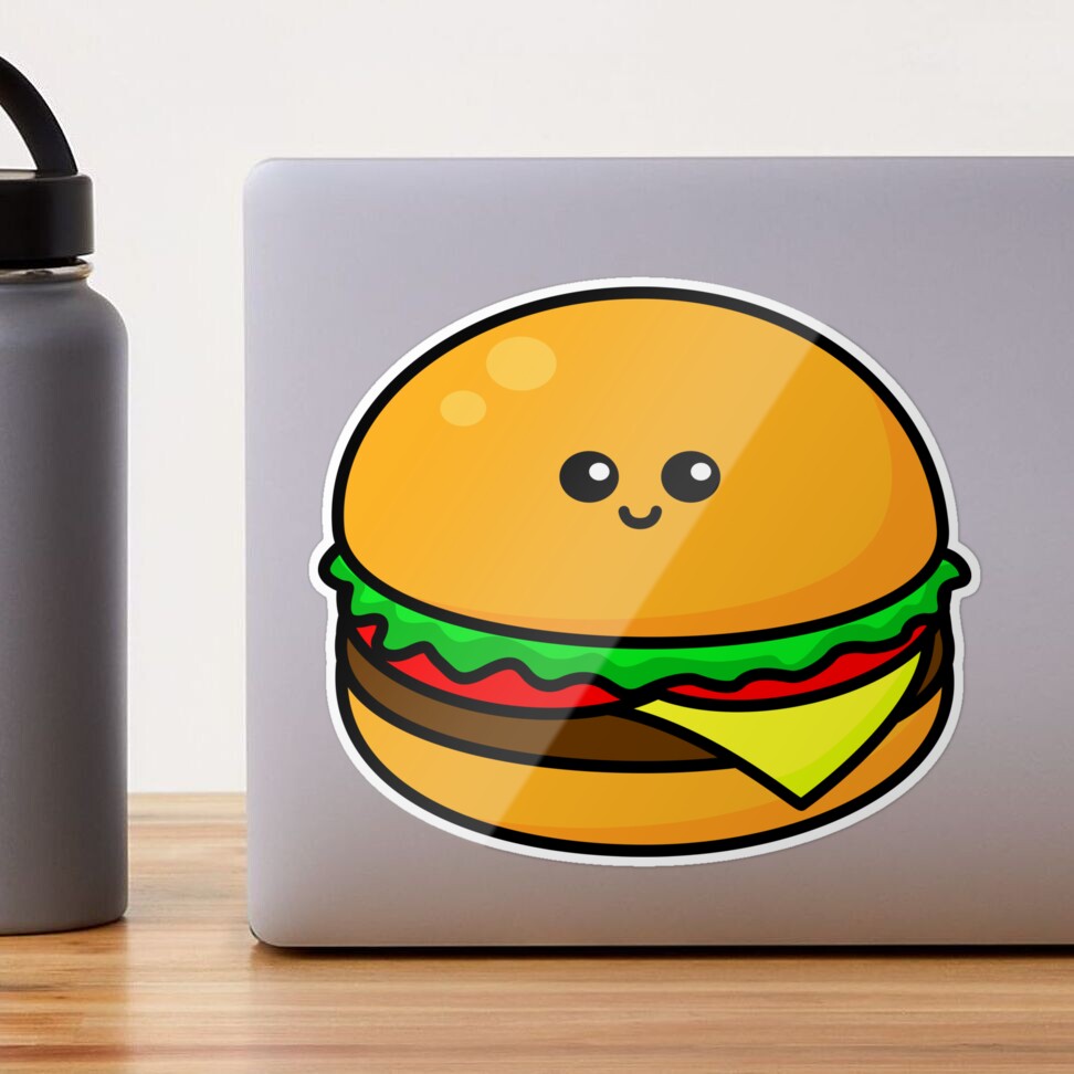 Cute Kawaii Burger Illustration Sticker for Sale by artofood