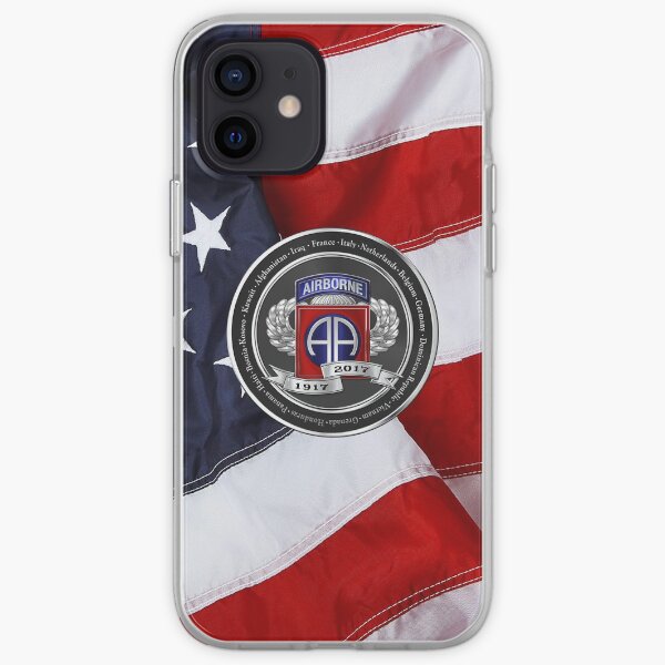 82nd Airborne Division 100th Anniversary Medallion over American Flag iPhone Soft Case