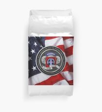 82nd Airborne Division 100th Anniversary Medallion over American Flag Duvet Cover