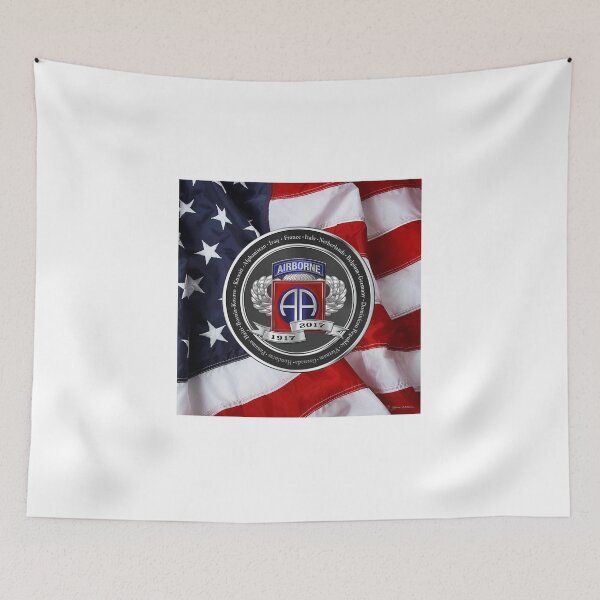 Item preview, 82nd Airborne Division 100th Anniversary Medallion over American Flag designed and sold by Serge Averbukh Art Studio.