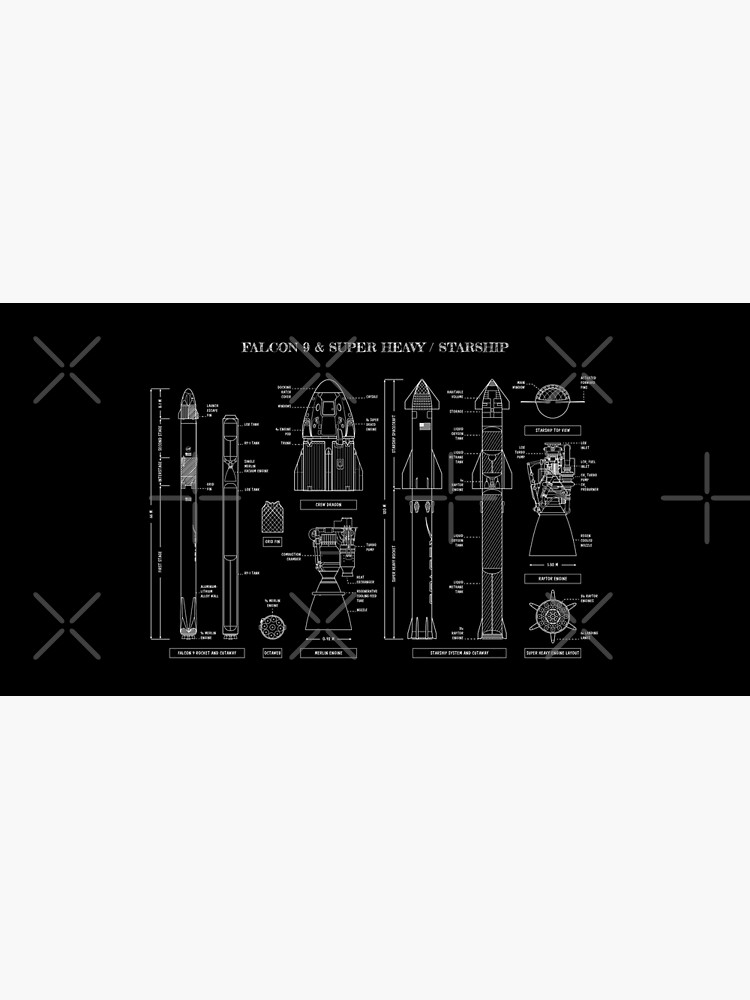 SPACEX: Falcon 9 & Super Heavy / Starship (White Stencil - No Background) by BGALAXY